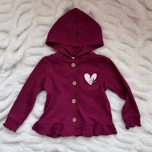 Calvin Klein Purple Hooded Sweatshirt with Heart Appliqué